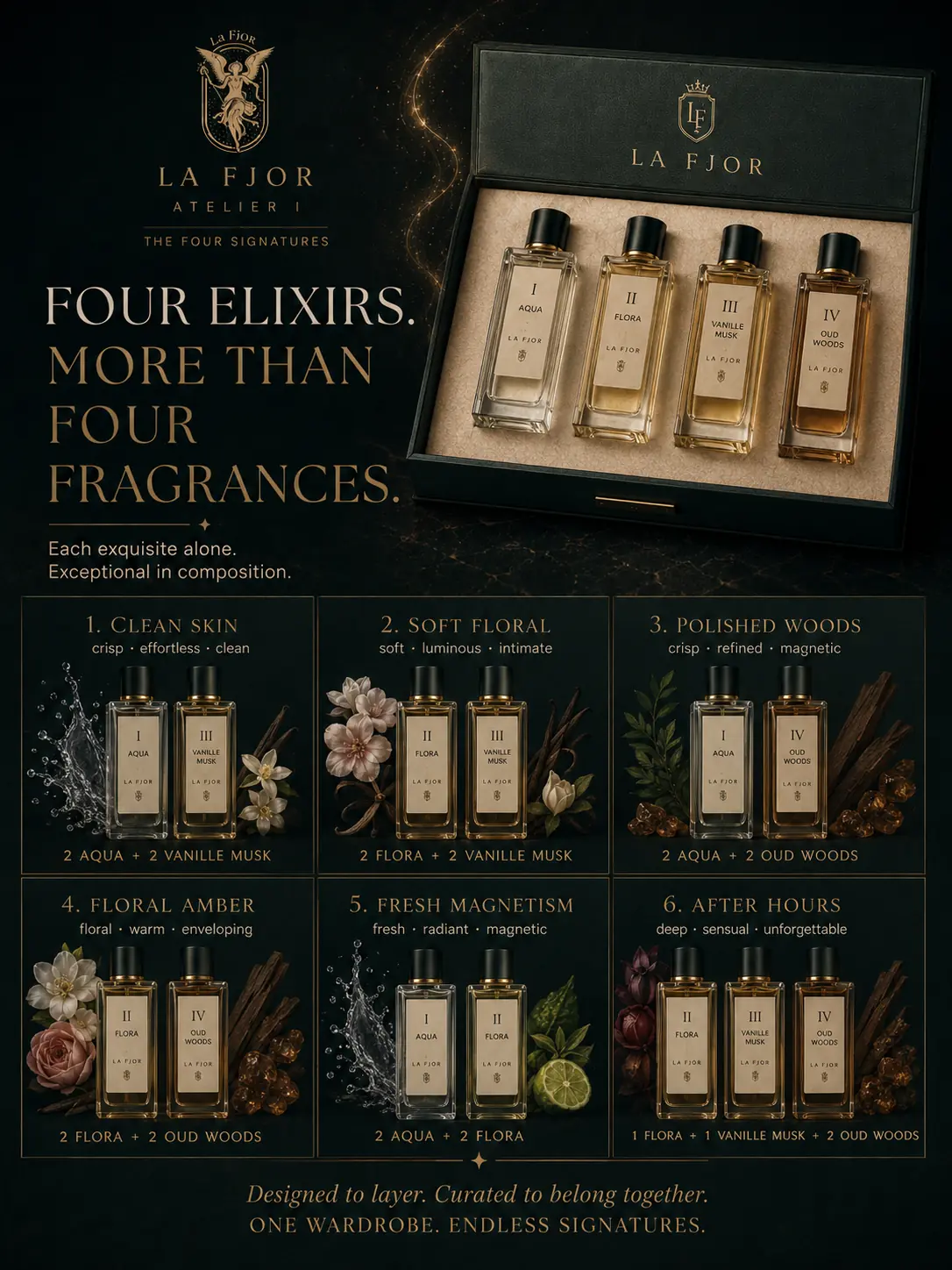 La Fjor Collector's Edition with six fragrance composition formulas